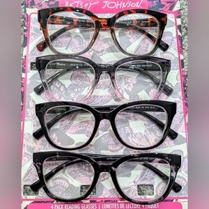 New +3.0 Betsey Johnson 4pk Readers Reading Glasses